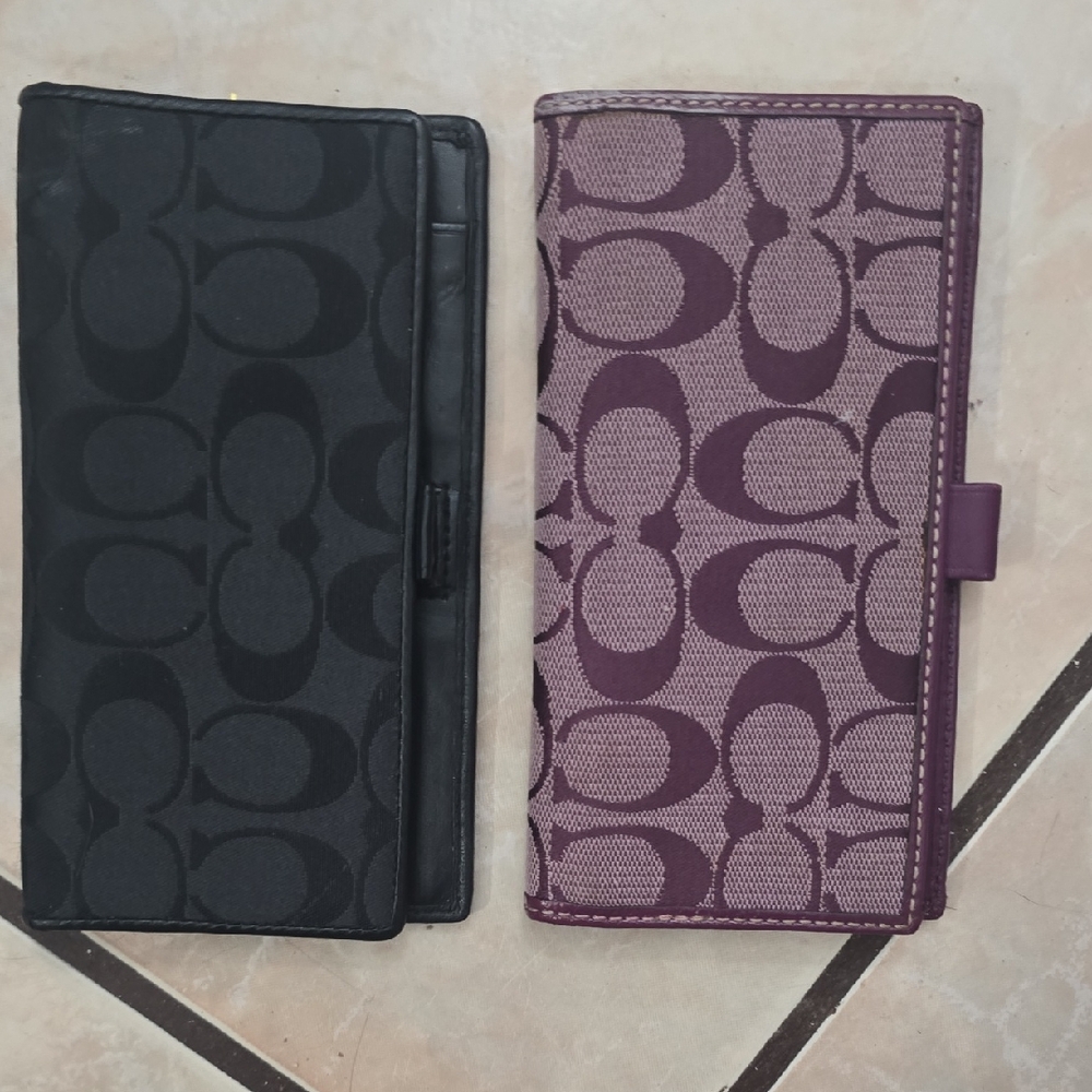 Vintage Coach Checkbook Covers Bundle Black & Purple Signature